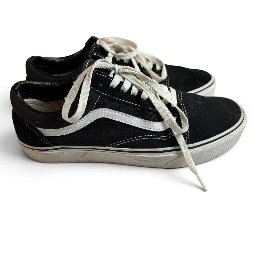 Vans Old Skool Black White Suede Canvas Skate Shoes Mens 8.5 Women 10 500714